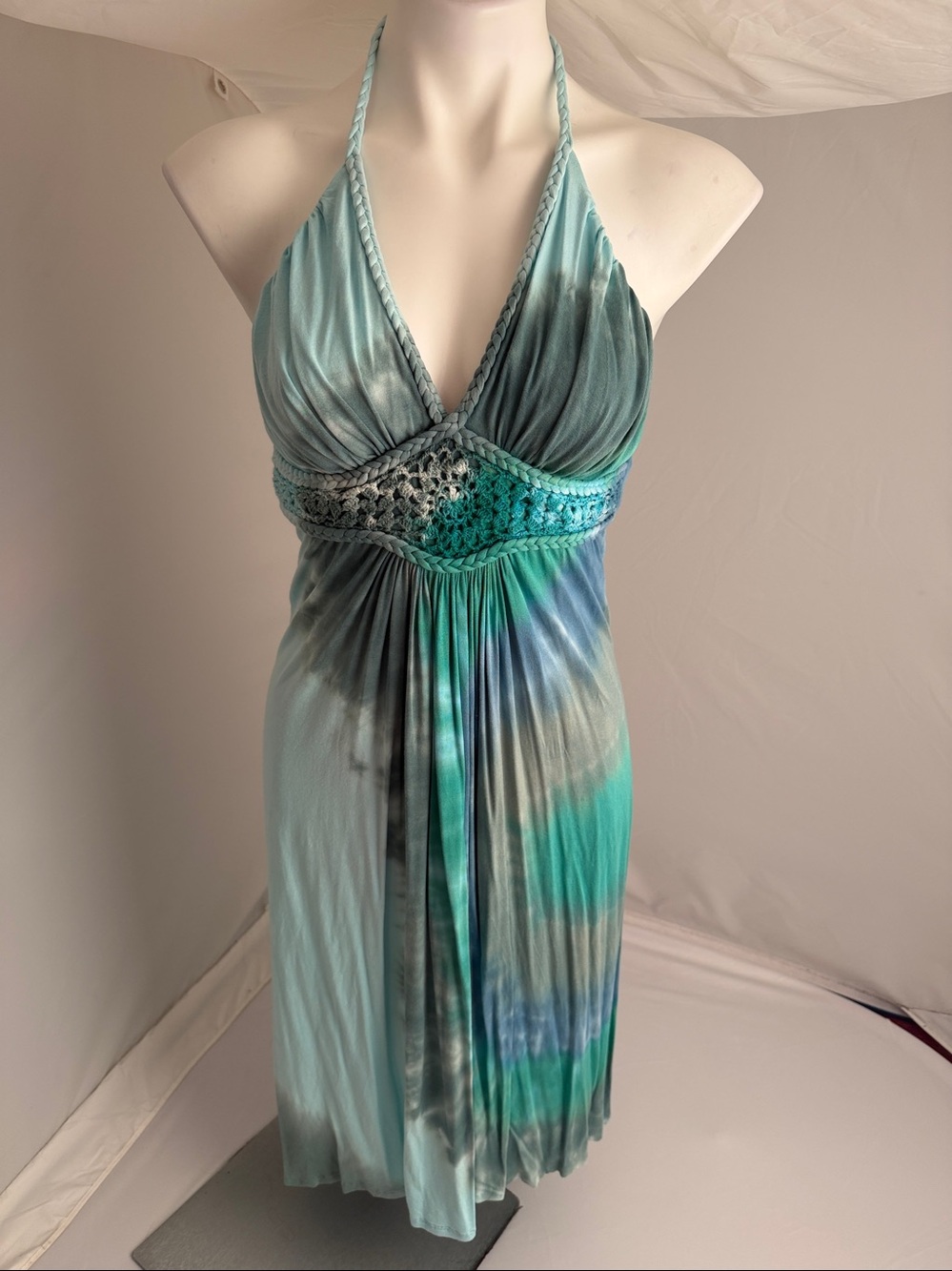 Sky Sabola multicolor tie-dye halter dress M